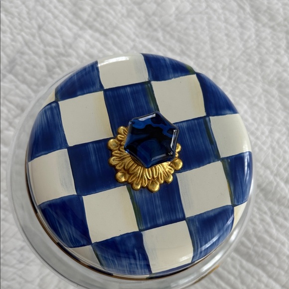 MacKenzie-Childs Blue and White Glass Jar - Picture 2 of 7